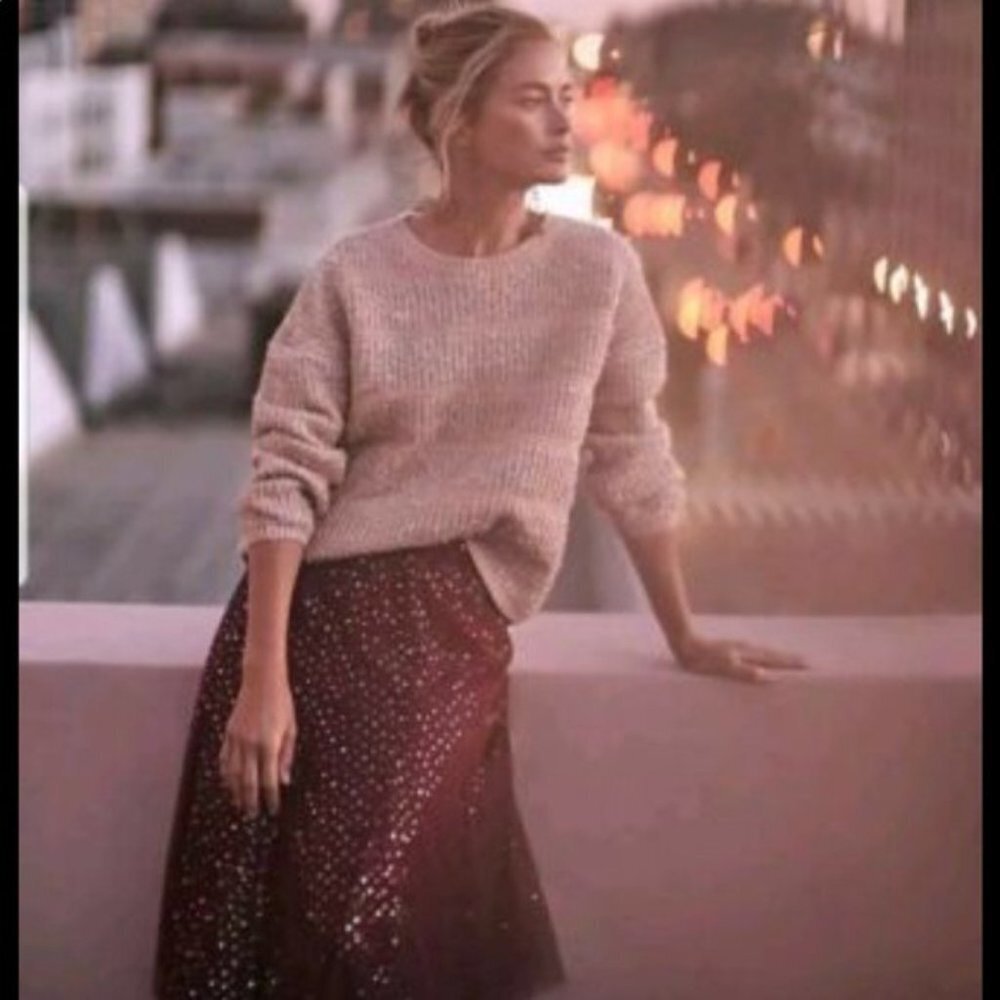 Anthropologie Moth Pink Glitter sweater